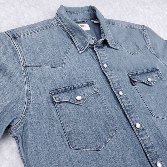 Levi's Classic Standard Fit Western Shirt Mens M Pearl Buttons Cowboy Western - Picture 3 of 13